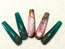 仙殊/スカルプ・ヒョウ柄ネイル