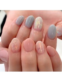 グレー×ピンク アシンメトリー