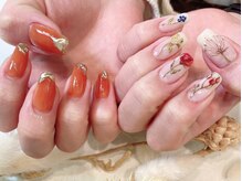 ハグ 浦和(hug)/アシメ×手描きフラワーネイル