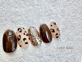 ルークネイル 恵比寿店(LUKE NAIL)/くすみレオパードネイル　秋冬春