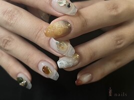 個性派天然石モードクリアネイル