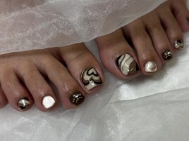 バレンタインフットネイル