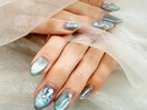 水色のマグネットネイル