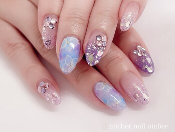 ミケ/あじさいネイル×水彩アート