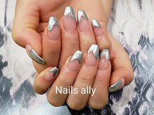 ネイルズアリー 立川店(Nails ally)/スカルプ×メタリックフレンチ