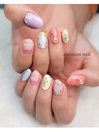 HAND120分ガーリー押し花ネイル