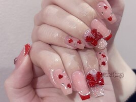 ハート沢山バレンタインネイル