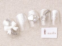 アイネイルズ 三宮店(I nails)/白りぼんグラデーション