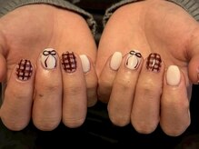 アイネイルズ 新宿店(I nails)/【Nanase】落書きチェックリボン