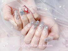 エンジェルネイルサロン(Angel nail salon)/ボーダーxラメXリボンXストーン