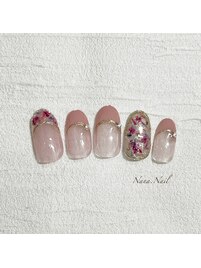 フレンチ×押し花ネイル