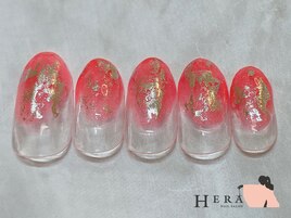 金箔　塗りかけ　蛍光ピンク