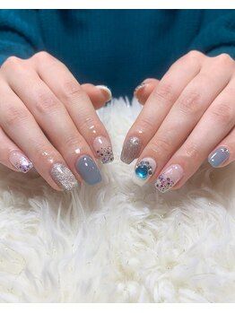 レディスペネイル ノマエ 名駅店(Redispe nail nomae)/水色キラキラネイル