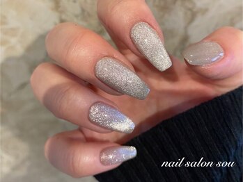 ソウ 難波店 nail salon Souの写真/【持ち込みデザインOK】*オフ込みart10本¥7900*人気の《ニュアンスネイル》《ガラスフレンチ》でこなれ感UP