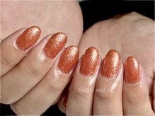 リライトネイル(Relight nail)/グリッターオレンジ×ワンカラー