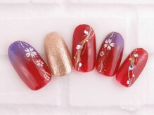 アミュージングネイル(amusing nail)/90分☆赤和柄