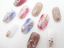 ネイルサロン クイール 小山店(NAIL SALON QUILL)/ワンカラー＋マーブル＋ミラ―