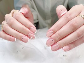 春ネイル*押し花*かすみ草