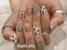 ネイルズアリー 立川店(Nails ally)/レオパード×グレー