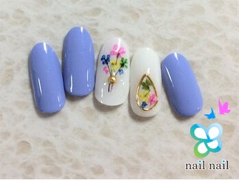 ネイルネイル 南森町店(nailnail)/春☆押し花ネイル♪