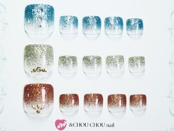 アンドシュシュネイル(&CHOU CHOU nail)/フット ラメグラデーション