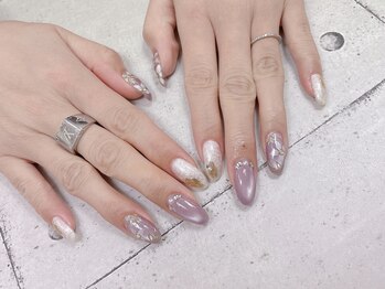 ネイル ビューティーマジック 葛西本店/パープルフラワーネイル