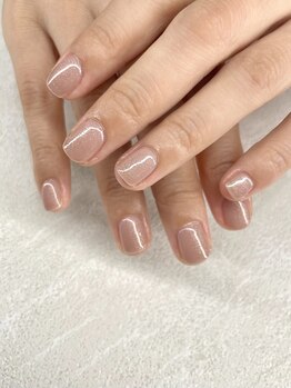 きらきらピンクベージュネイル