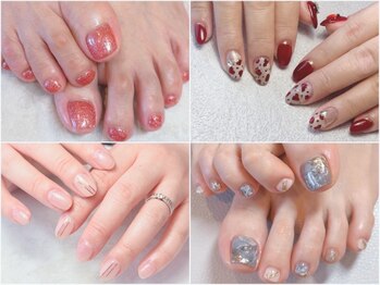 エムズネイル 高木店の写真/ハンドフットワンカラー¥7250、ネイルケア¥4950、オフのみ¥4400