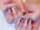ピンクラメネイル/水滴ネイル