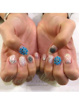 ネイルサロンクリアヴィラ(nail salon clear villa)/ターコイズ×天然石風×シルバー