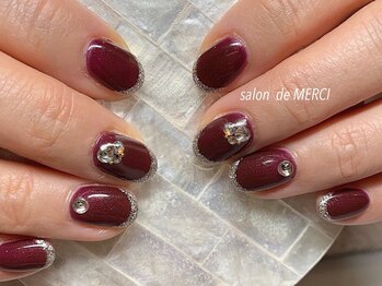 サロン ド メルシー(Salon de MERCI)/ボルドー×ラメフレンチ☆