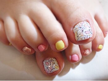 アミュリー ネイル アトリエ(Amury nail atelier)/フラワーレース☆フットネイル♪