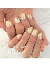 ネイルサロン グリッター(NAIL SALON glitter)/オーロラにミラーフレンチ