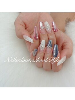 ネイルサロン アンド スクール アールジェイビー(Nailsalon&School Rjb)/お色にオーロラで華やかに♪