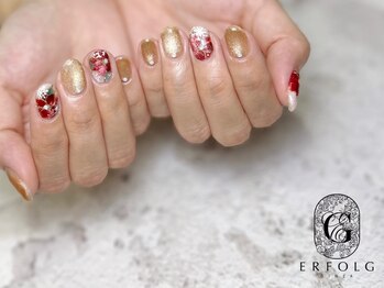 エアフォルク 銀座(ERFOLG)/ポインセチア×雪の結晶ネイル☆