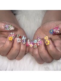 ゴテゴテカラフルわんこネイル