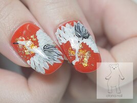 和柄ネイル 鶴