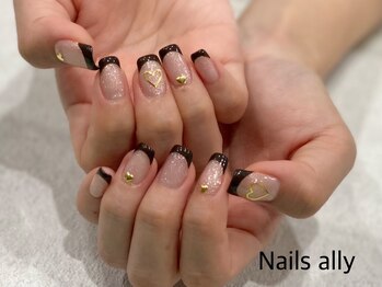 ネイルズアリー 立川店(Nails ally)/ハート×ブラウン×フレンチ×秋