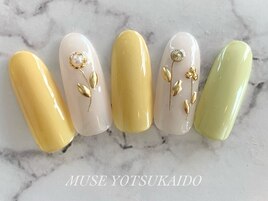 パステルイエローフラワーくすみ