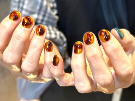 大人上品べっ甲ネイル秋色秋冬
