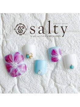 ネイルアンドアイラッシュサロン ソルティ 寺田町(salty)/手描きフラワー