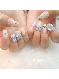 ハートレオパード×リボン