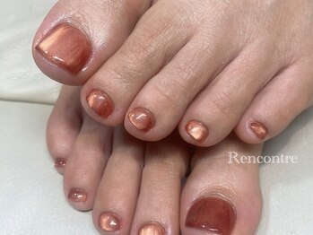 ランコントル(Rencontre)の写真/【秋冬に向けておすすめ♪】目を惹く可愛いフットネイルに♪《フットバス・甘皮ケア付き》爪に優しい施術♪