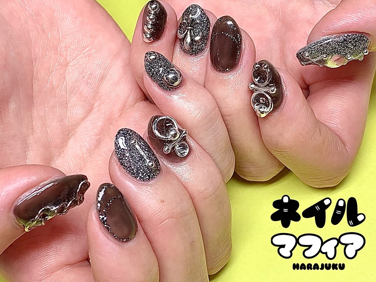 ブラック×ピアスパーツ：PG006475115｜ネイルマフィア 渋谷(NAIL MAFIA