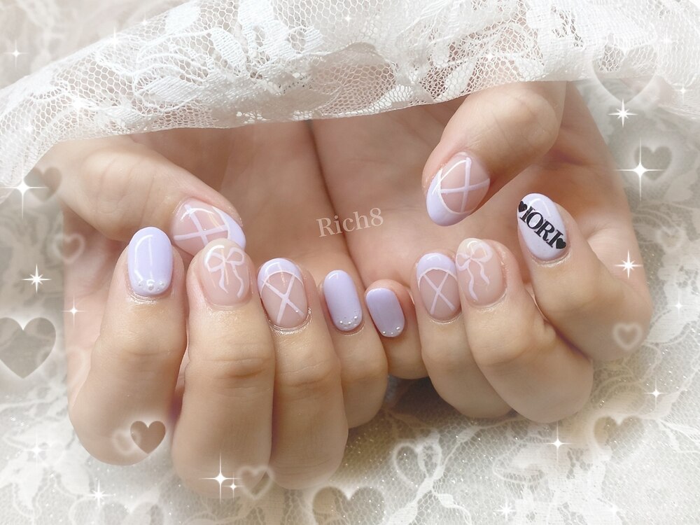 2024年秋】パープル リボン ハンドのネイルデザイン集｜人気順｜2  