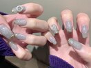 ゴールドフレンチネイルxラメ