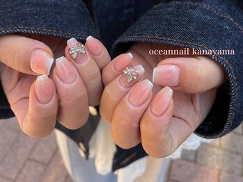 オーシャンネイル 金山店(Ocean Nail)/♯チーク×リボンネイル