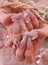 ブルー×蝶々ネイル