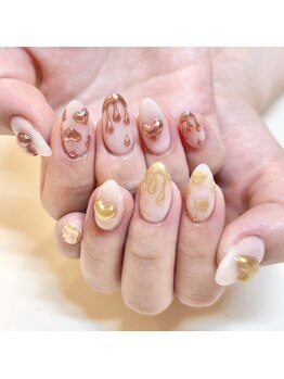 アイラッシュサロンアールツー(eyelash salon R2)/ぷっくりネイル　ミラーネイル