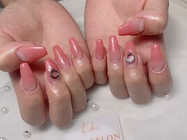 グラデーションネイル+パーツ2個